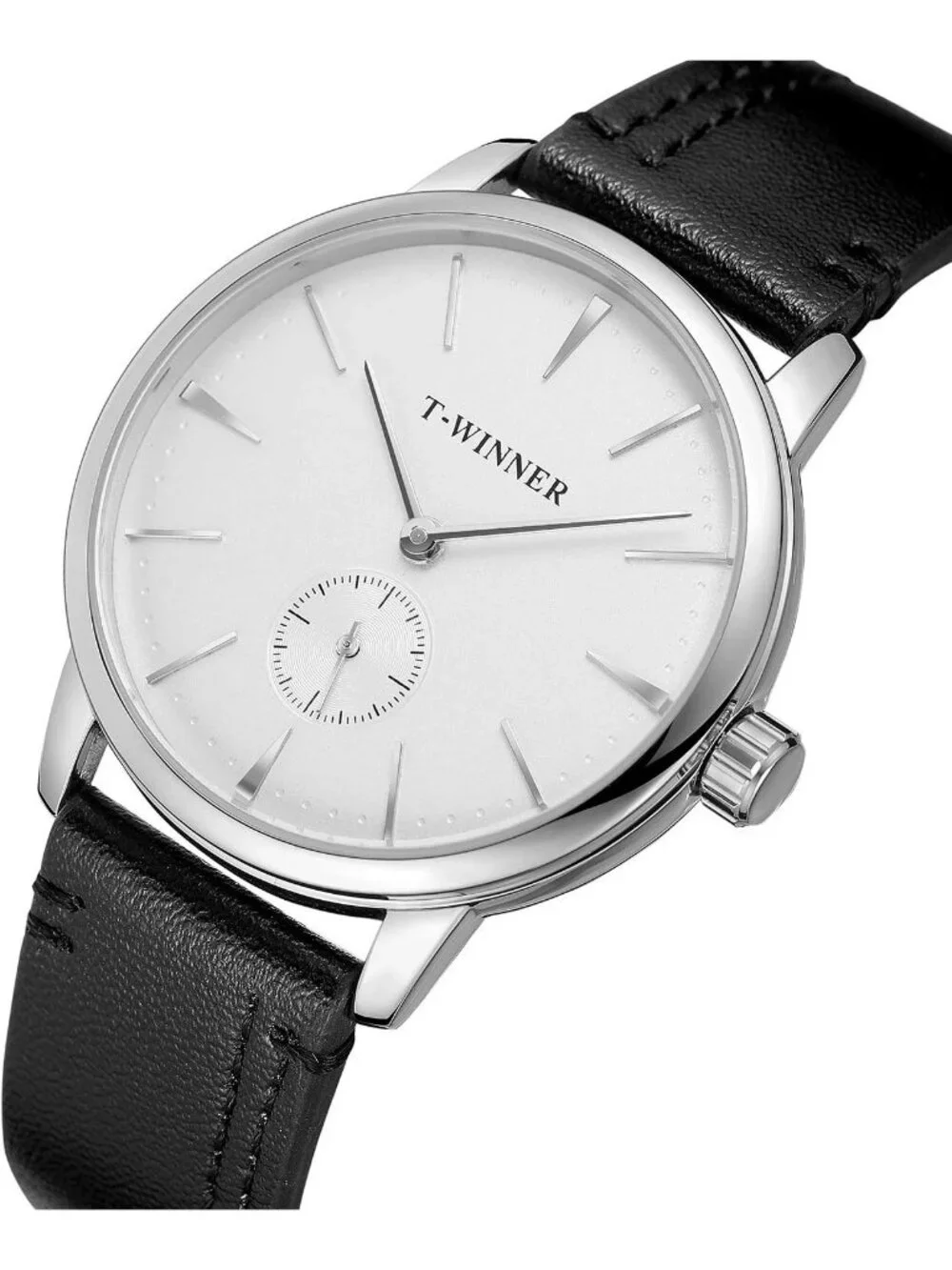 Men's White and Black Analog Sport Style Mechanical Hand-Wind Wrist Watch